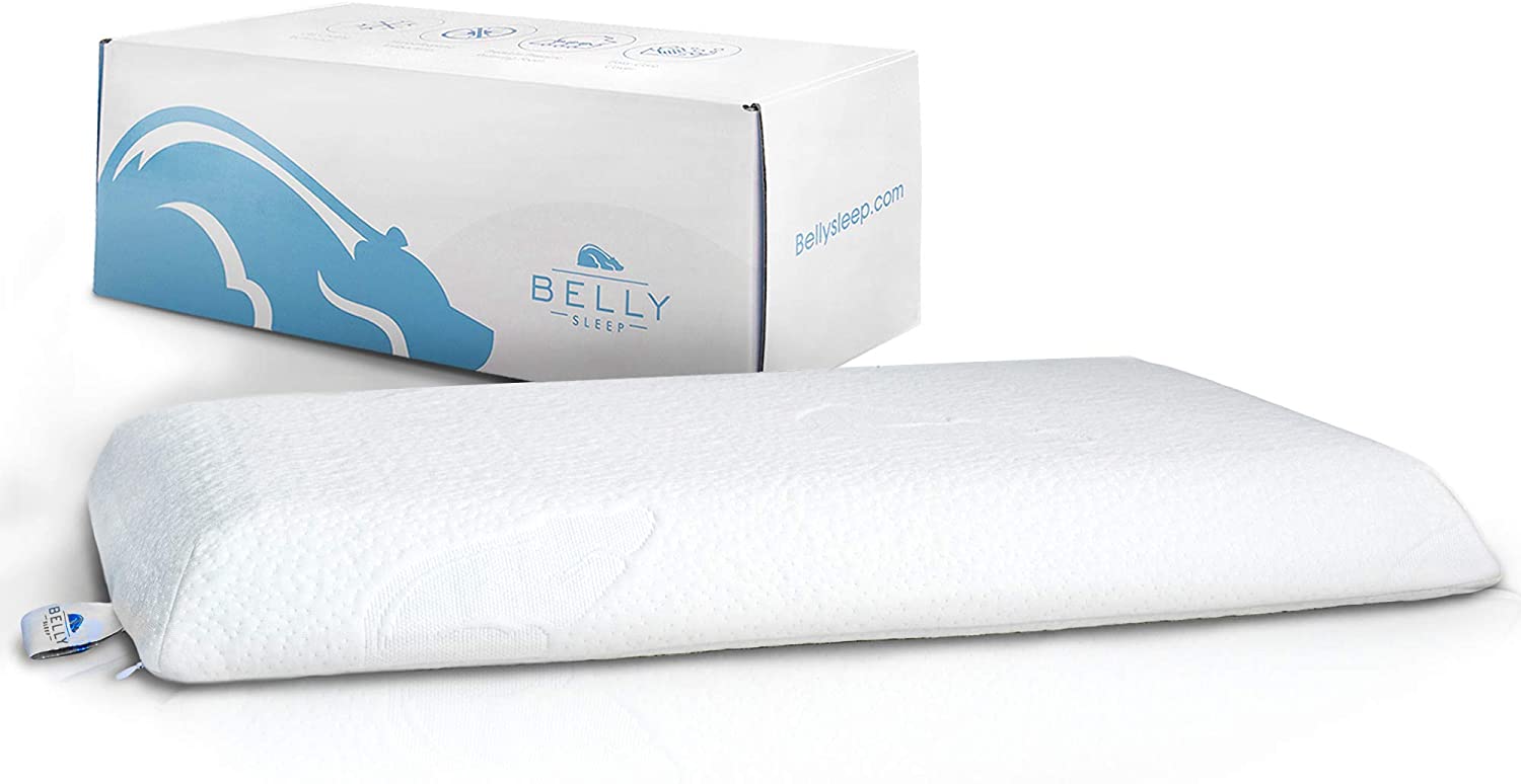 Belly Sleep pillow for those who sleep on their stomach. It is a flat-shaped pillow