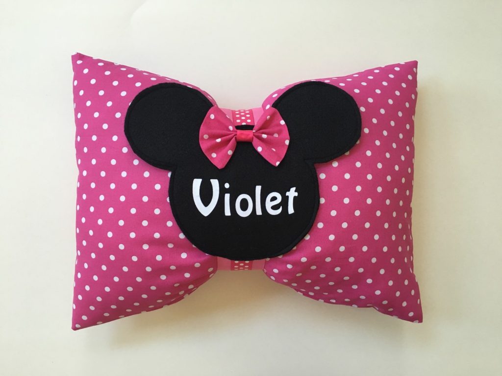 a personalized minnie mouse pillow for young girls