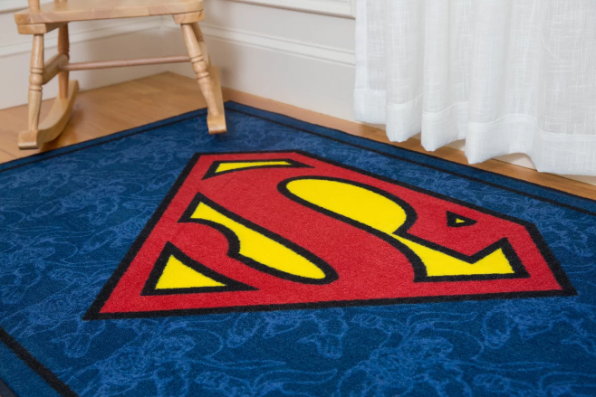 a Superman area rug
