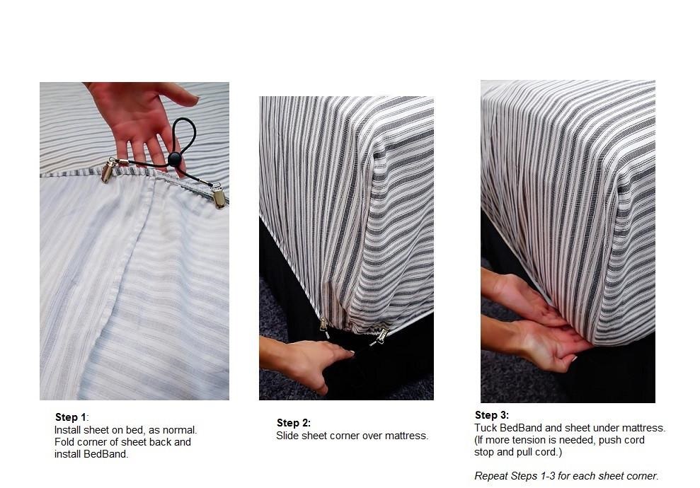 how to install a BedBand fitted sheet clamp set