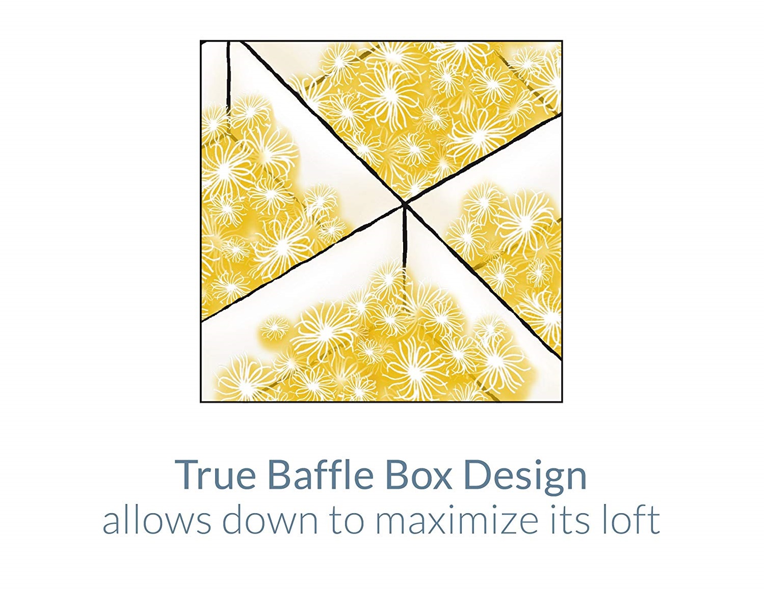 an infographic showing how baffled boxes work in a featherbed