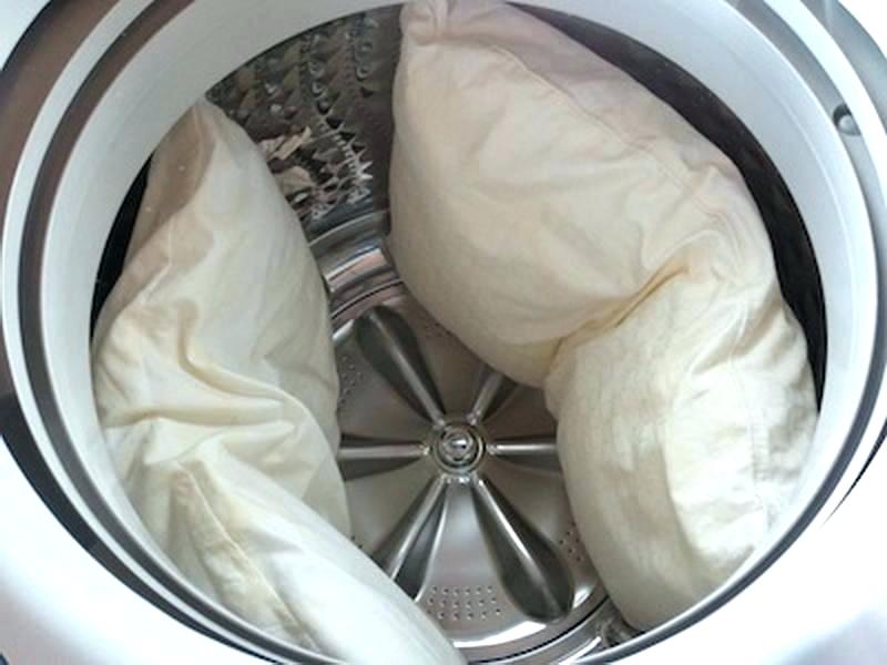 two pillows in a washing machine