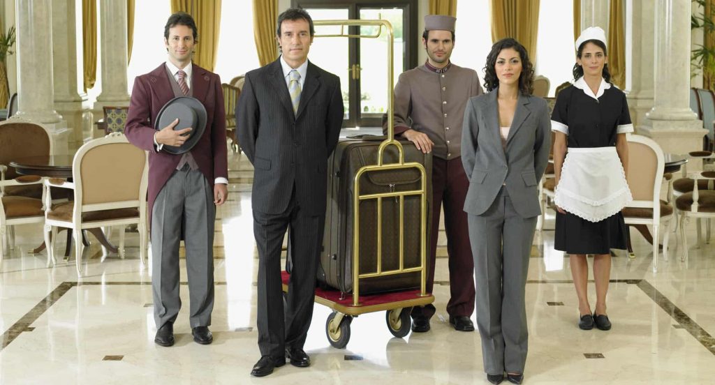 Staff and concierge employees at a hotel