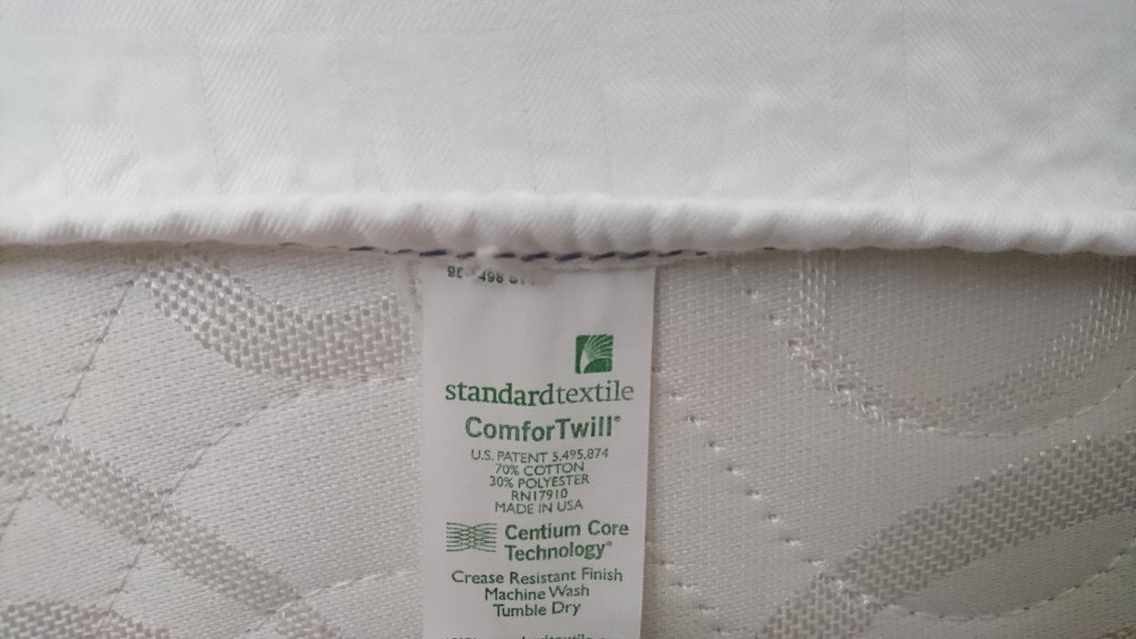 Standard Textile ComforTwill sheet tag