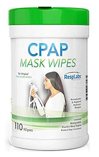 a container of CPAP mask wipes
