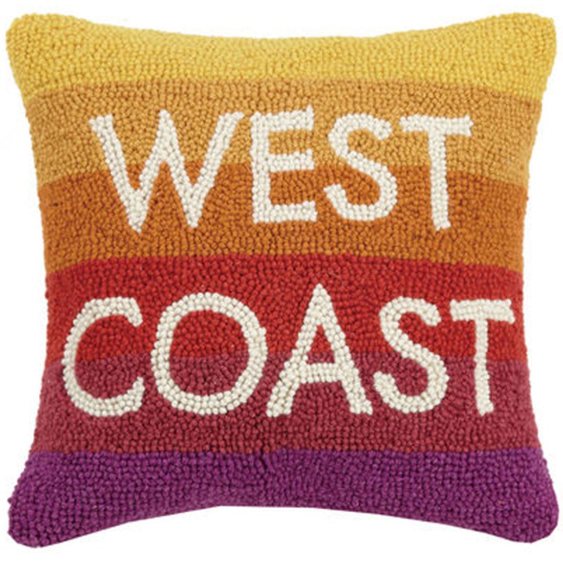 an embroidered pillow that says West Coast
