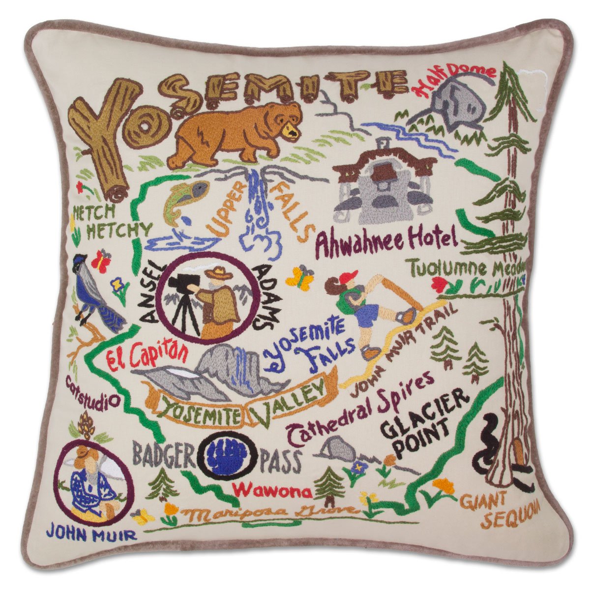a Yosemite themed decorative pillow