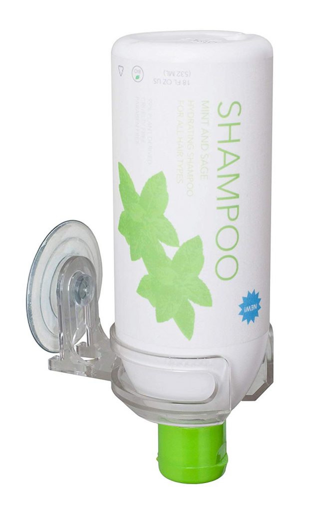 a Sipcaddy holding a bottle of shampoo