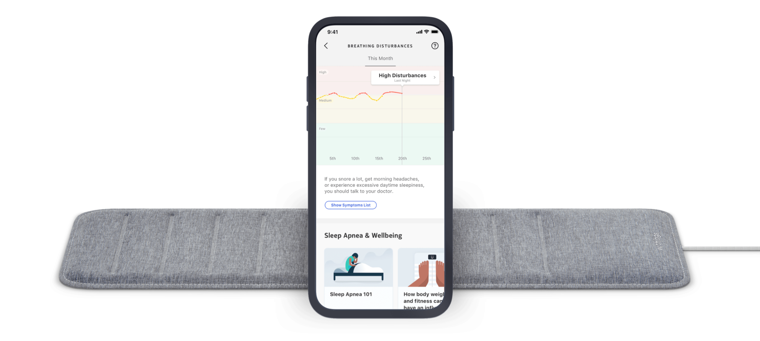 a Withings Sleep Tracking Mat and mobile app