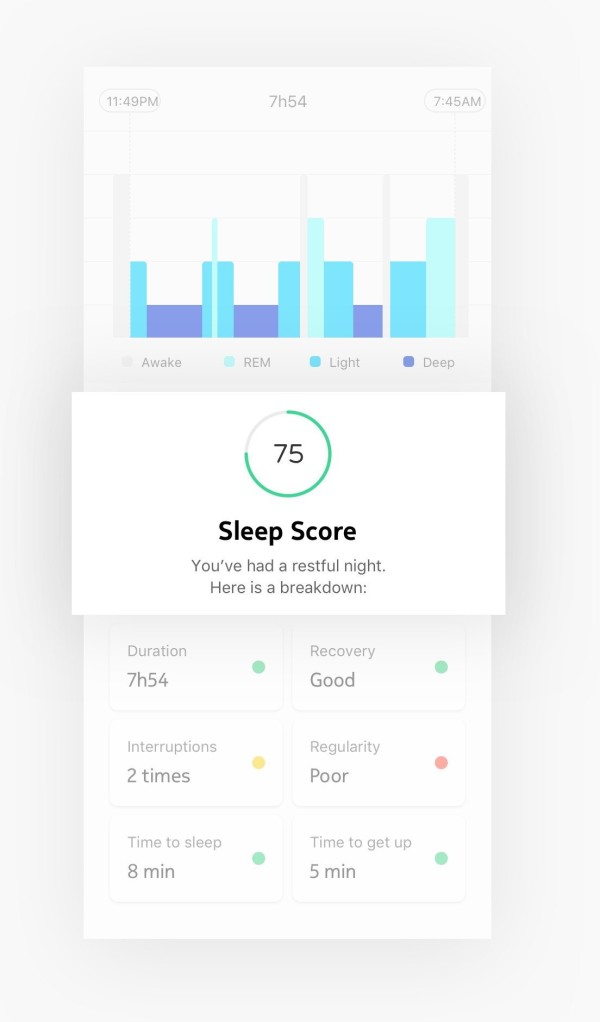 a Sleep Score shown in the Health Mate app