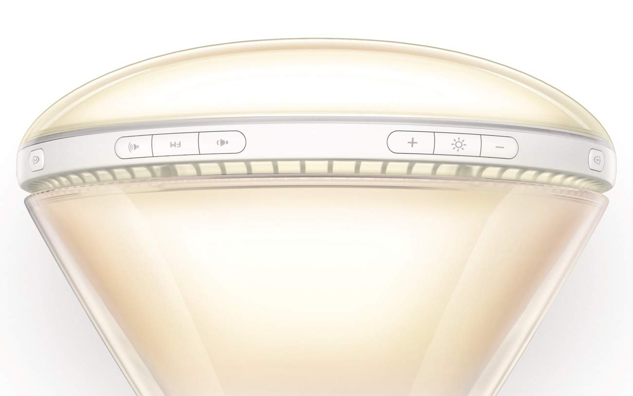 the brightness setting controls for a Philips Wake Up Light