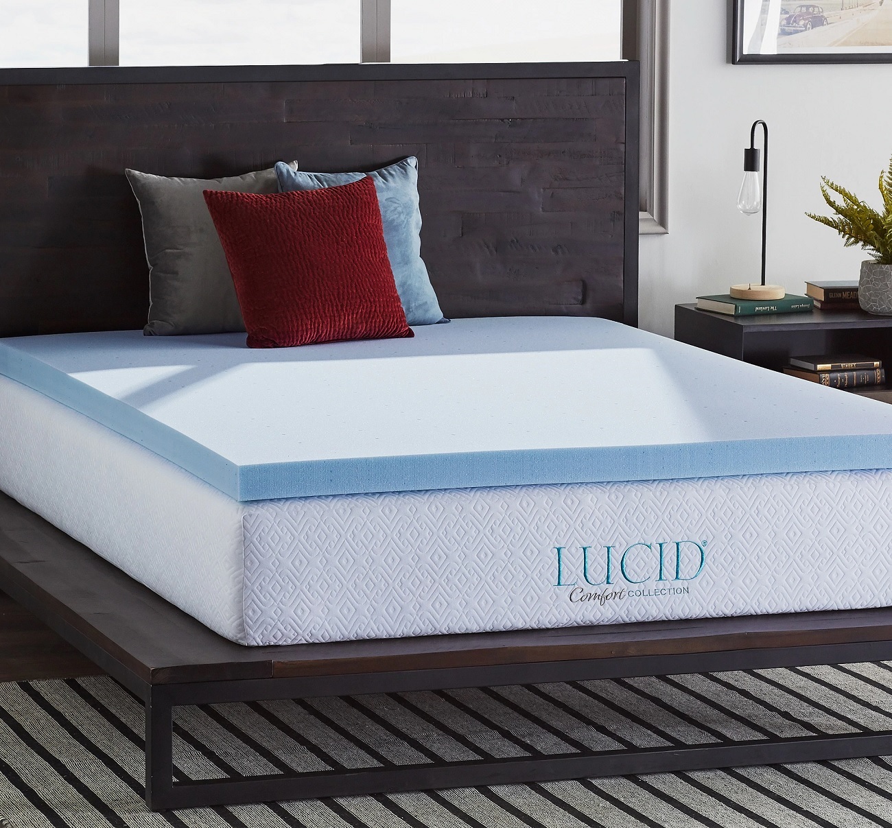 a Lucid 3" memory foam mattress topper