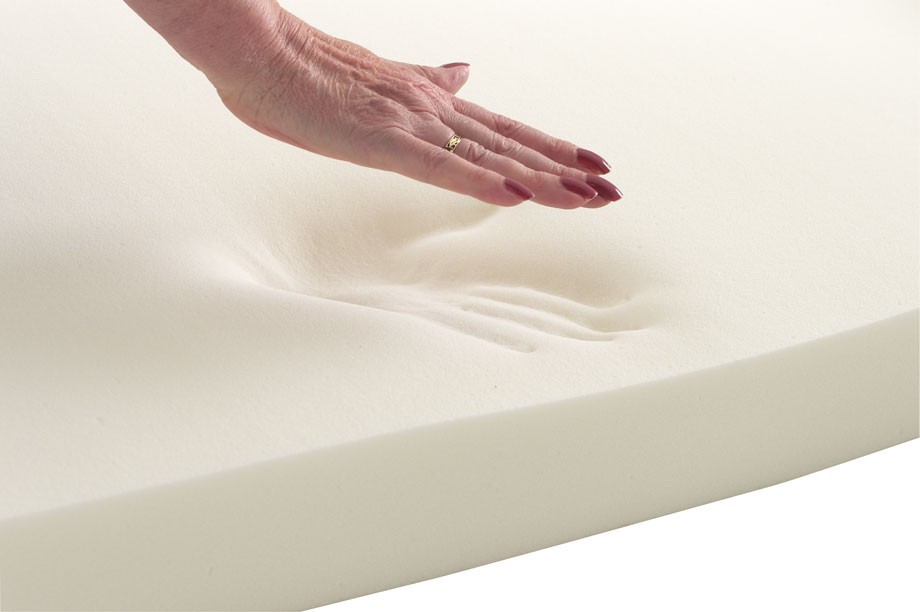 a woman's handprint on memory foam
