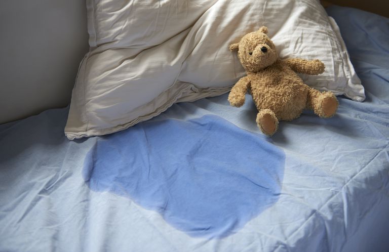 a urine stain in a child's bed