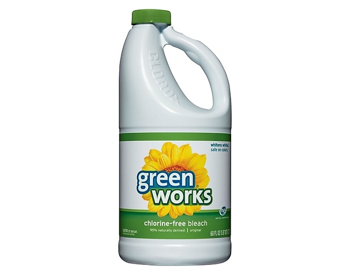 a bottle of Green Works chlorine-free bleach