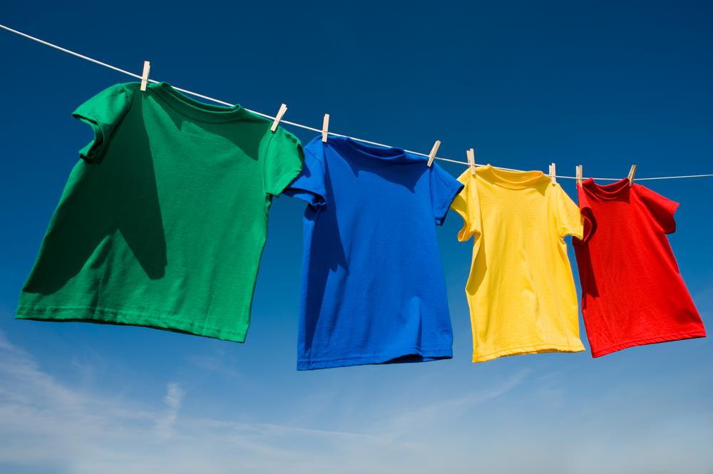 clothing hung from a clothesline