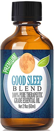 a bottle of Good Sleep Blend essential oils for sleep