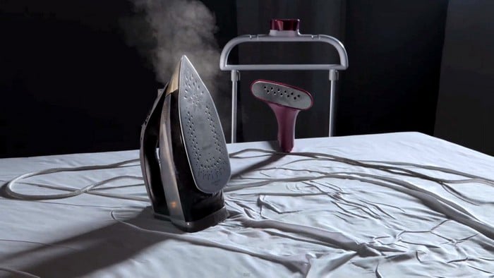 steam bellowing out of an iron