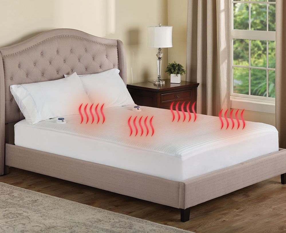 an infographic showing the heat zones for a heated mattress pad