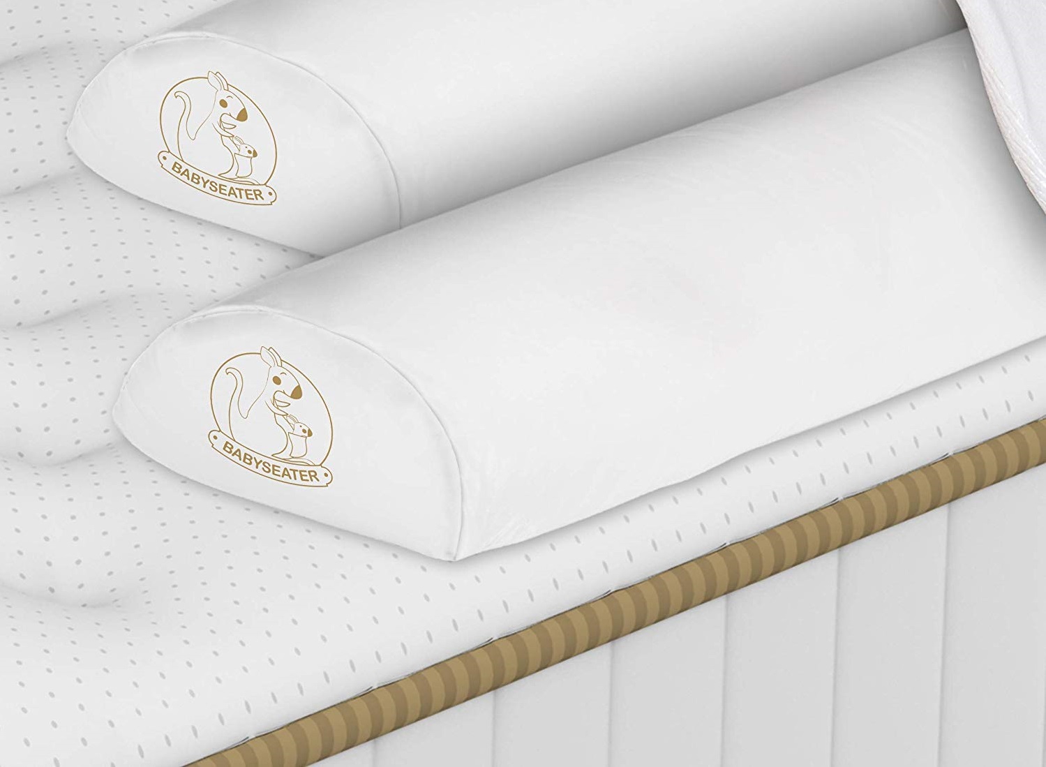a set of bed bumpers placed on the mattress