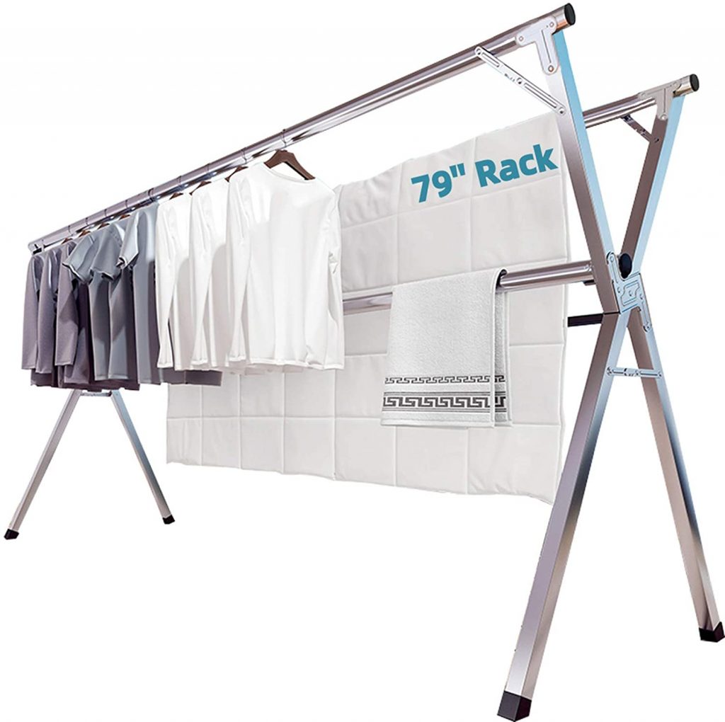 a large air drying rack for laundry