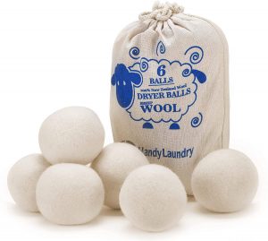 wool dryer balls which are thrown in the drying machine instead of using a dryer sheet