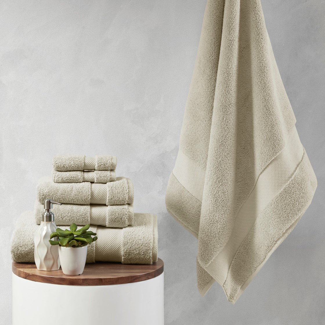 Taupe 6-pc. Cotton Bath Towel Set