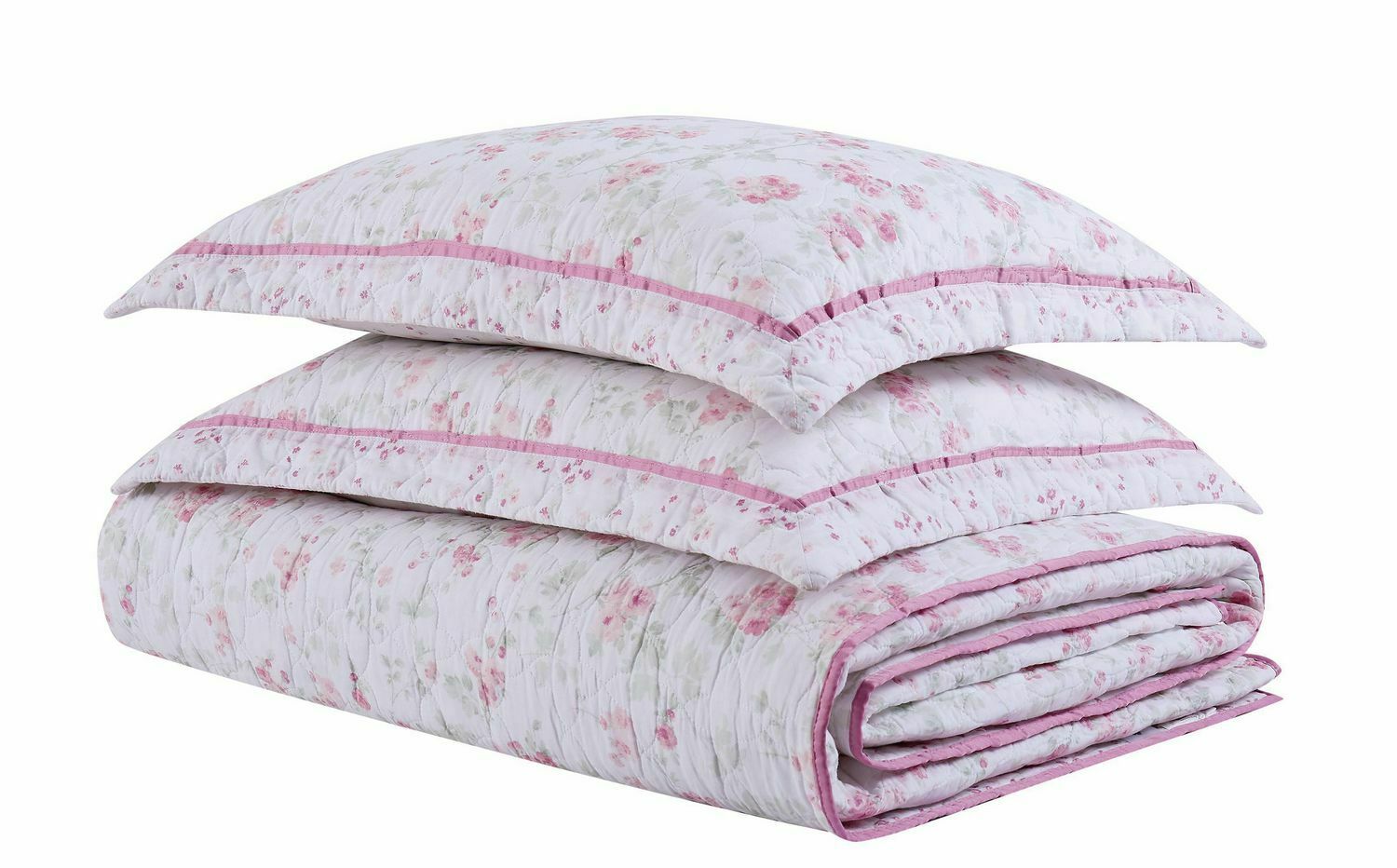 The pillow shams and quilt of a Cherry Blossom set from Shabby Chic