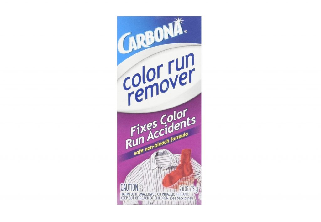 a box of Carbona Color Run Remover for color bleed accidents