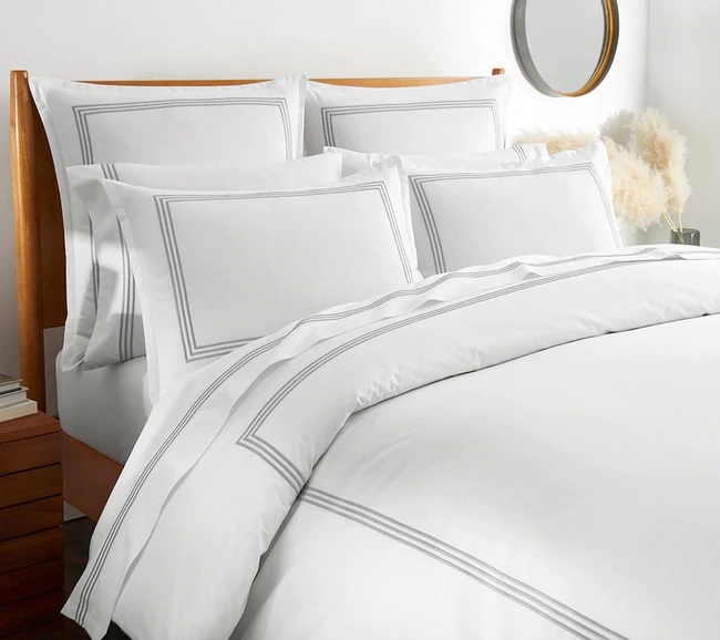 a Sateen Embroidered duvet cover set from Standard Textile