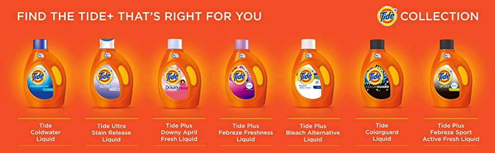 An infographic showing every type of Tide laundry detergent