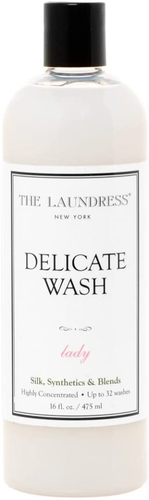 A bottle of Delicate Wash detergent from Laundress