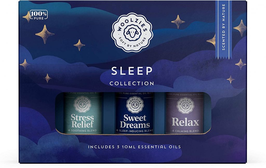 a set of Sleep Collection essential oils from Woolzies