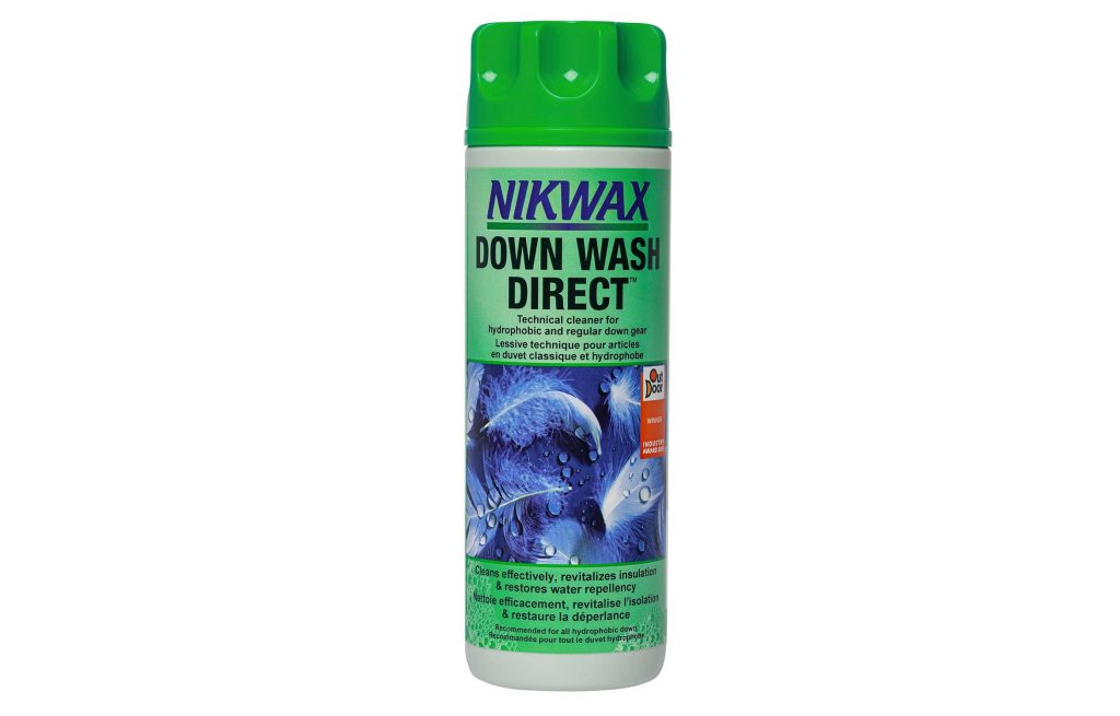 Nikwax Down Wash Direct, which is a detergent for goose down products