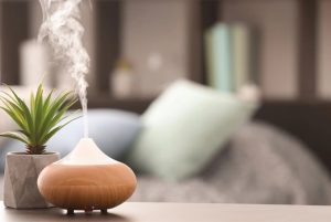 steam bellowing out of an essential oil diffuser