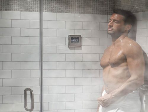 a man taking a shower